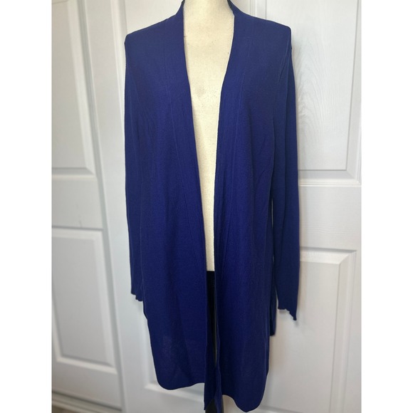 Eileen Fisher Italian Yarn Blue Knit Open Front Cardigan Sweater Size XL - Picture 1 of 5